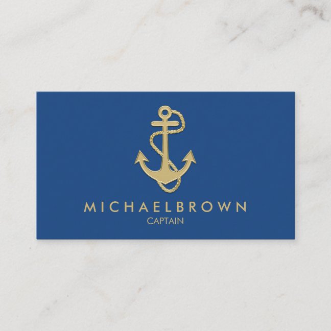 Gold Anchor Nautical Business Card