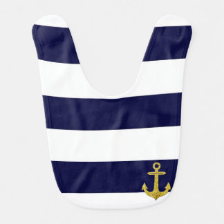 Gold anchor nautical stripes bib