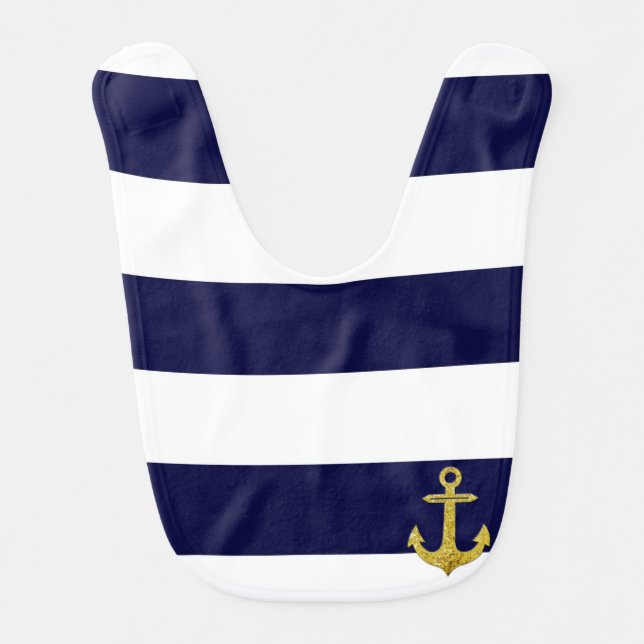Gold anchor nautical stripes bib (Front)