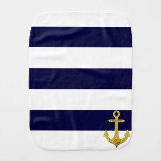 Gold anchor nautical stripes burp cloth