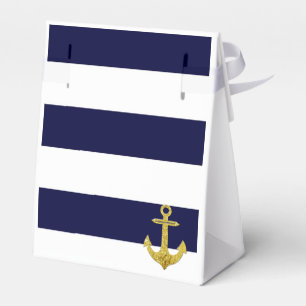 Gold anchor nautical stripes favor boxes