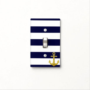 Gray /White Nautical Anchor design light switch plate cover 