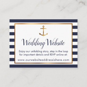 Gold Anchor Navy and White Stripes Detail Cards