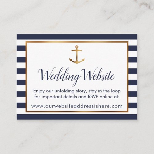 Gold Anchor Navy and White Stripes Detail Cards