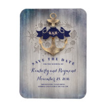 Gold Anchor Navy Nautical Beach Save the Date Magnet