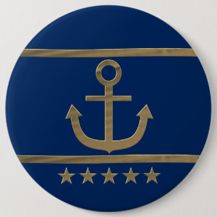 gold anchor on navy blue background button