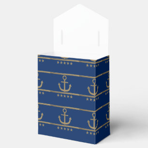 gold anchor on navy blue background favor boxes
