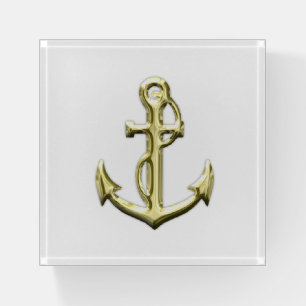 Gold Anchor Paperweight