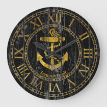 Gold Anchor Personalize Large Clock