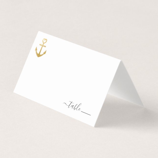 Gold Anchor Place Card with Beach Donation Poem (Front)