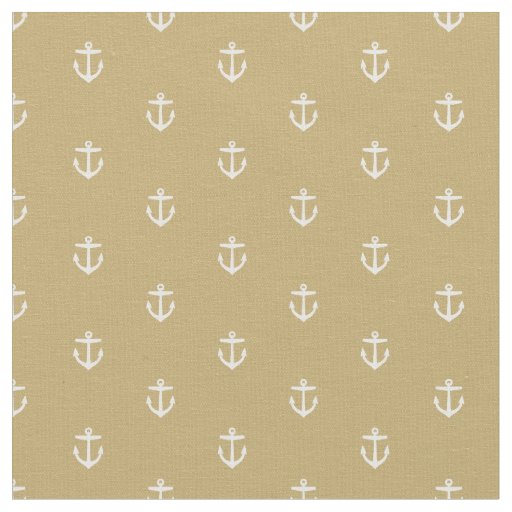 Gold Anchor Print Fabric