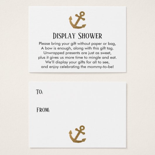 Gold Anchor Simple Display Shower Insert Card (Front & Back)