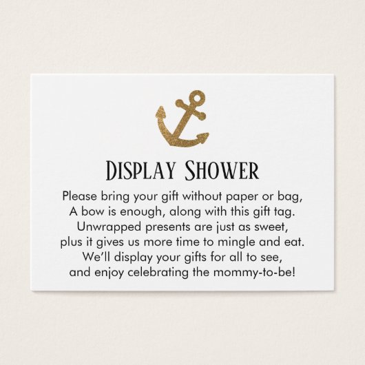 Gold Anchor Simple Display Shower Insert Card (Front)