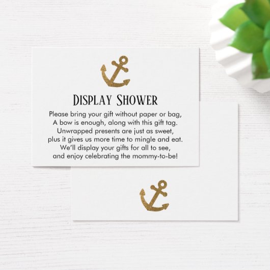 Gold Anchor Simple Display Shower Insert Card (Desk)