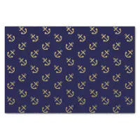 Navy Blue and White Anchors Nautical Pattern Tissue Paper