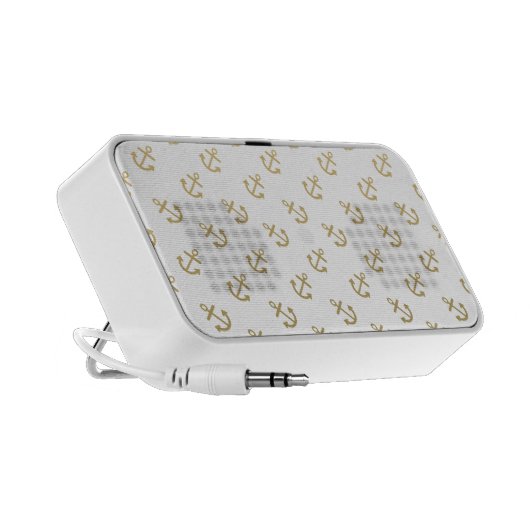 Gold Anchors White Background Pattern Speaker (Side)