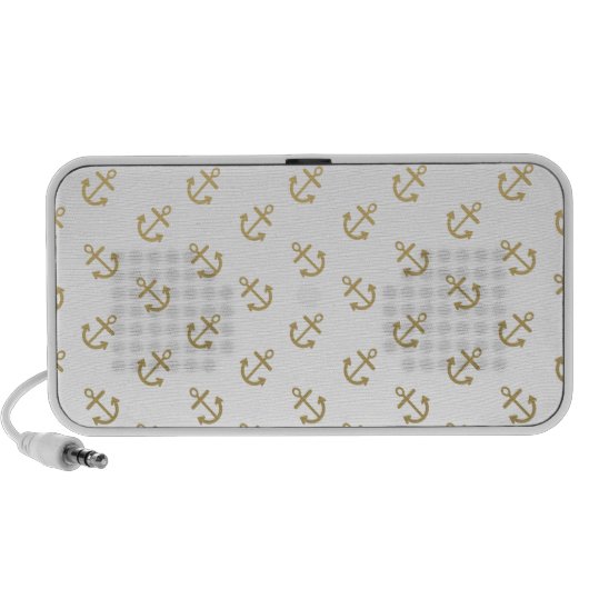 Gold Anchors White Background Pattern Speaker (Front)