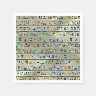 Gold and Abalone Egyptian hieroglyphs on pearl Paper Napkins