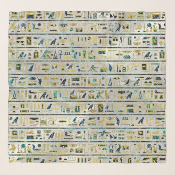 Gold And Abalone Egyptian Hieroglyphs On Pearl Scarf by LoveMalinois at Zazzle