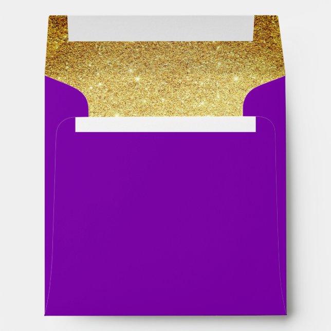 Gold and Amethyst Purple Glitter Look Envelope (Back (Bottom))