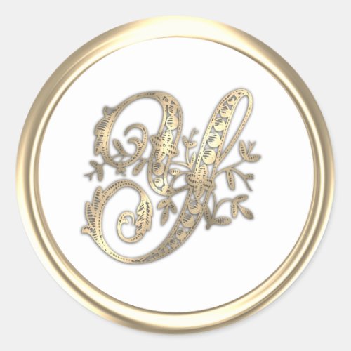 Gold and Any Color Ornate Initial Monogram Y Classic Round Sticker