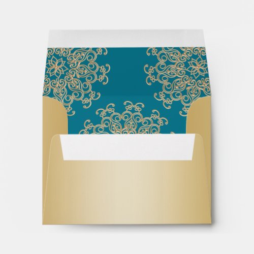 Gold and Aquamarine Indian Style Envelope