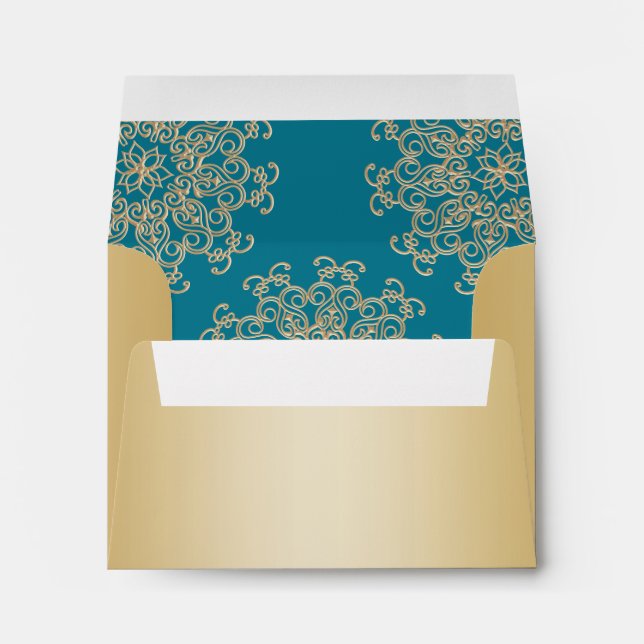Gold and Aquamarine Indian Style Envelope (Back (Bottom))