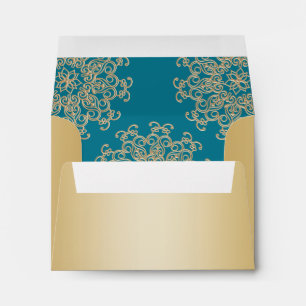 Gold and Aquamarine Indian Style Envelope