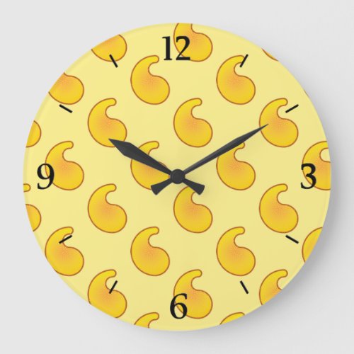 Gold and banana yellow paisley large clock