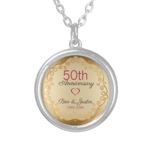 Gold And Beige Floral Ornament Silver Plated Necklace