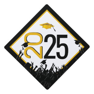 Gold and Black 2025 Graduation Graduation Cap Topper