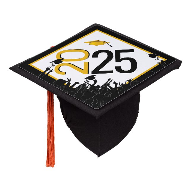Gold and Black 2026 Graduation Graduation Cap Topper (Angled)