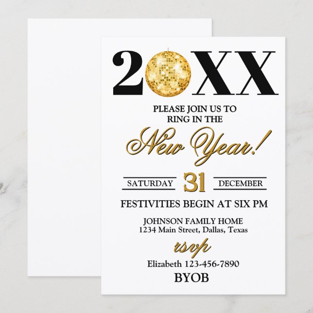 Gold and Black 2026 New Years Eve Party Invitation (Front/Back)