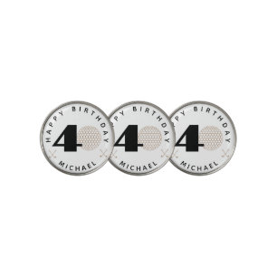 Gold And Black 40th birthday Golf Balls  Ball Marker
