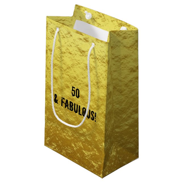 Gold and Black 50 & Fabulous Birthday Gift Bag (Front Angled)