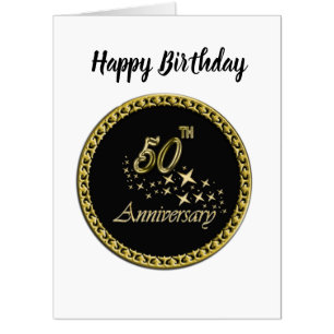 Gold and black 50th Anniversary Celebration Card