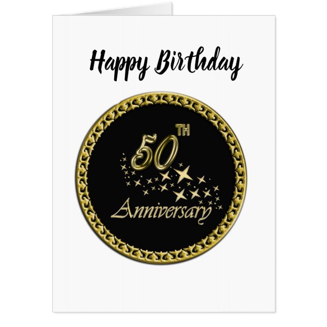 Gold and black 50th Anniversary Celebration Card (Front)