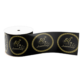 Gold and black 50th Anniversary Celebration Grosgrain Ribbon