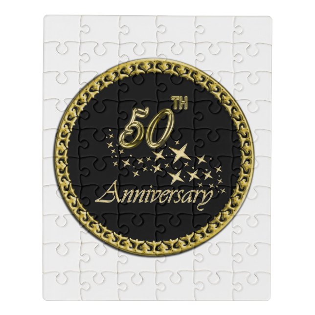Gold and black 50th Anniversary Celebration Jigsaw Puzzle (Puzzle Vertical)