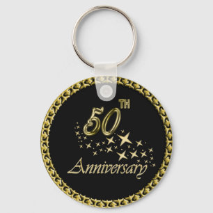 Gold and black 50th Anniversary Celebration Keychain