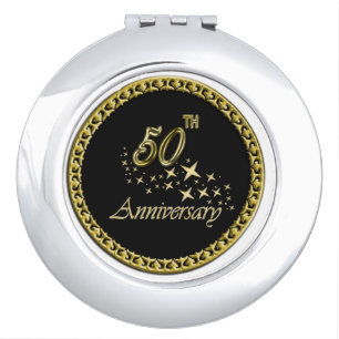 Gold and black 50th Anniversary Celebration Mirror For Makeup