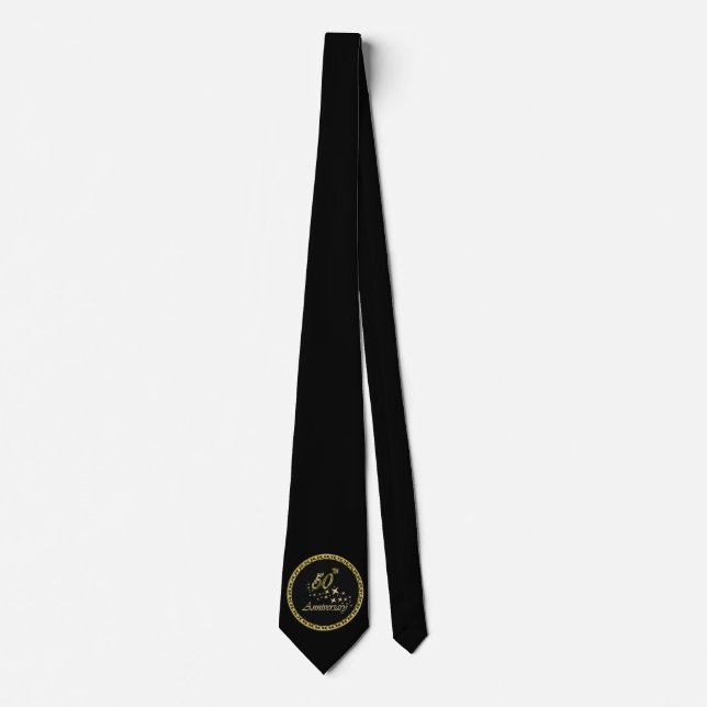 Gold and black 50th Anniversary Celebration Neck Tie (Front)