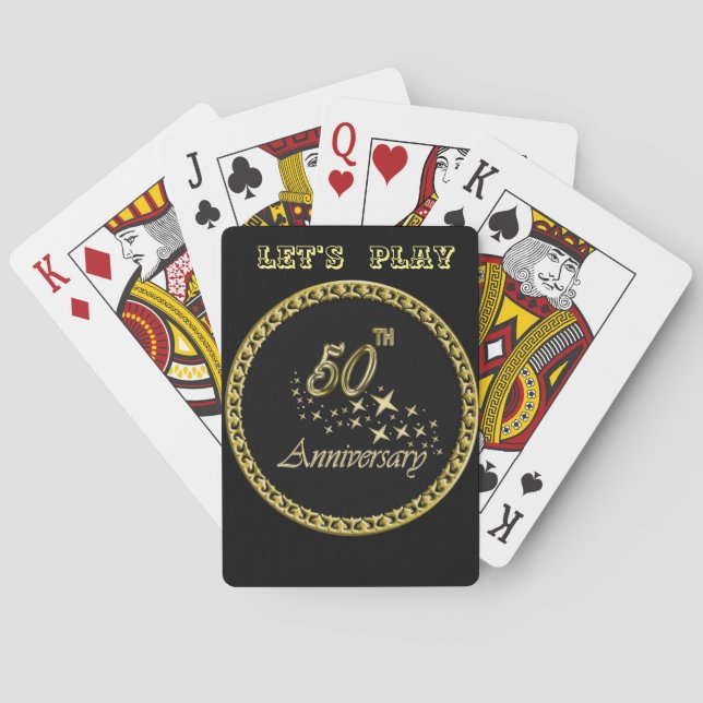 Gold and black 50th Anniversary Celebration Poker Cards (Back)