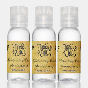Gold and Black 50th Anniversary Favor Hand Sanitizer