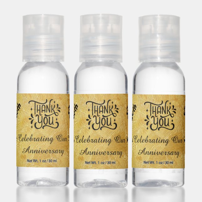 Gold and Black 50th Anniversary Favor Hand Sanitizer (Set)