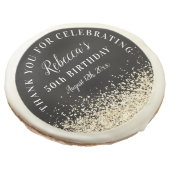 Gold and Black 50th Birthday Thank You Favor Sugar Cookie (Angled)