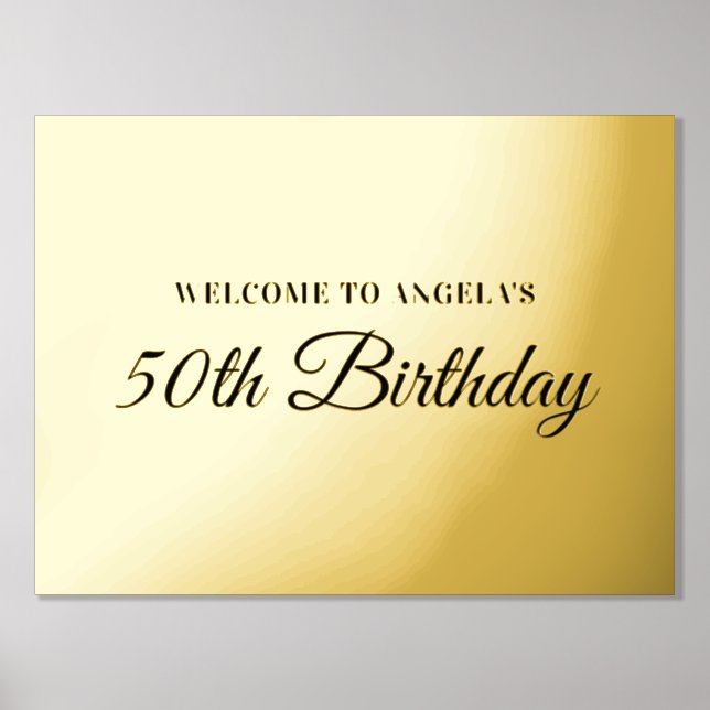 Gold and Black 50th Birthday Welcome Foil Prints (Front)