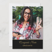 Gold And Black 5 Photo Collage Graduation Party Invitation (Back)