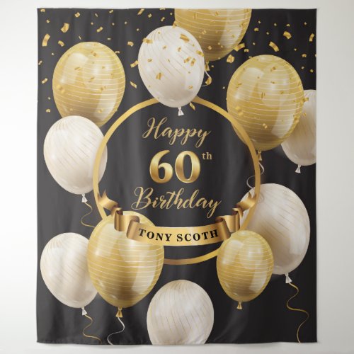 Gold and Black 60th Birthday Party backdrop
