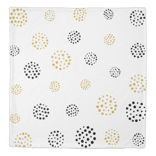 Gold and black abstract dots pattern duvet cover